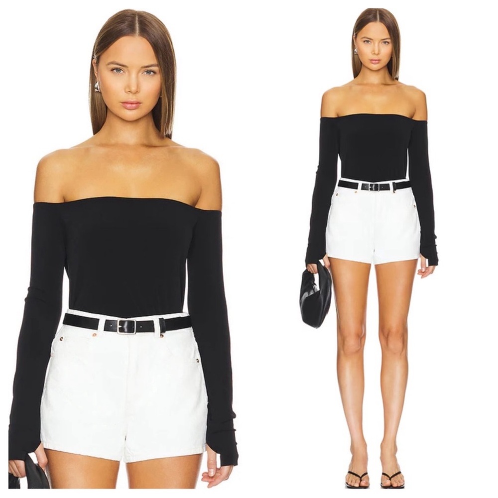 Norma Kamali Off Shoulder Bodysuit In Black